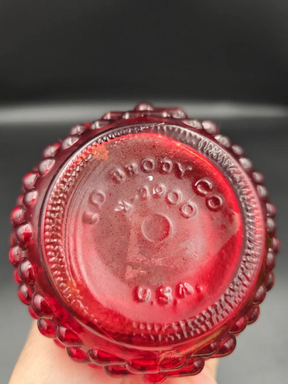 Red Hobnail Bud Vase - Decorative Glass Accent